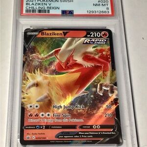 🔥Blaziken V Trading Card - Red and White PSA GRADED 8👍